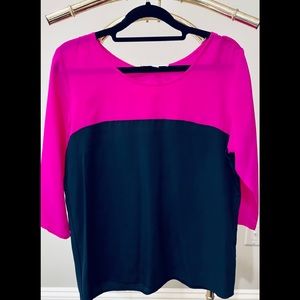 AMANDA UPRICHARD color block 100% silk top